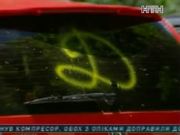 У Києві невідомі вболівальники розмалювали автомобілі