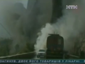 Пожар на трассе в Китае гасили четыре часа