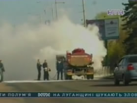 В Киеве возле заправки горел бензовоз
