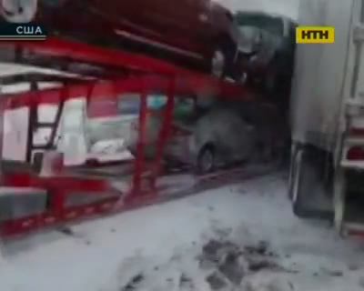 Снежный ураган спровоцировал страшное ДТП в Америке